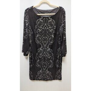 Ronni Nicole Evenings Black Velour Bell Sleeve Dress